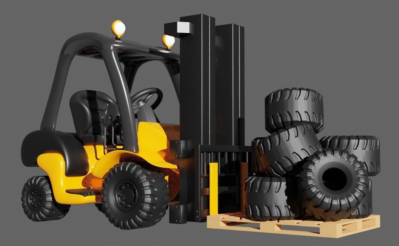 Cartoon Forklift 3D model_1