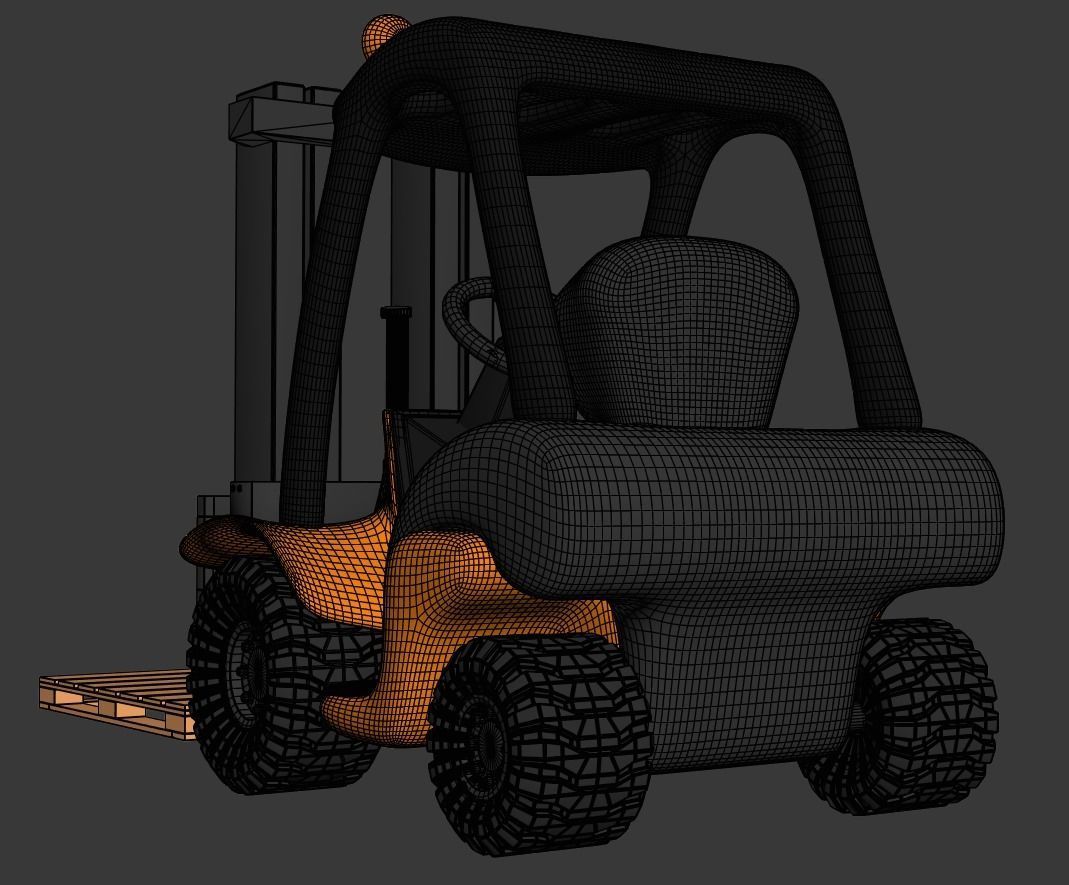 Cartoon Forklift 3D model_9