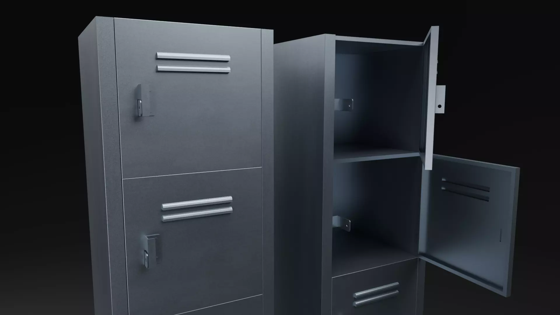 Metal Locker Low-poly 3D model_0