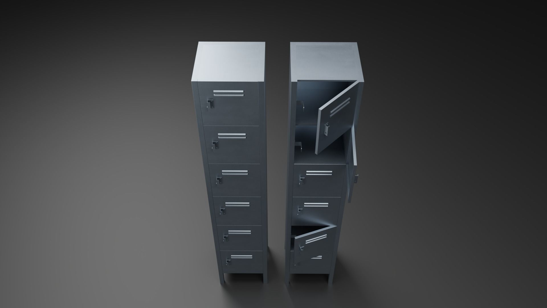 Metal Locker Low-poly 3D model_2
