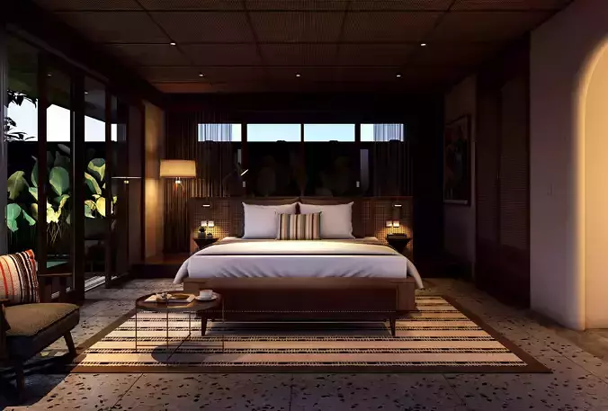 Bedroom Villa Modeling for Vray 