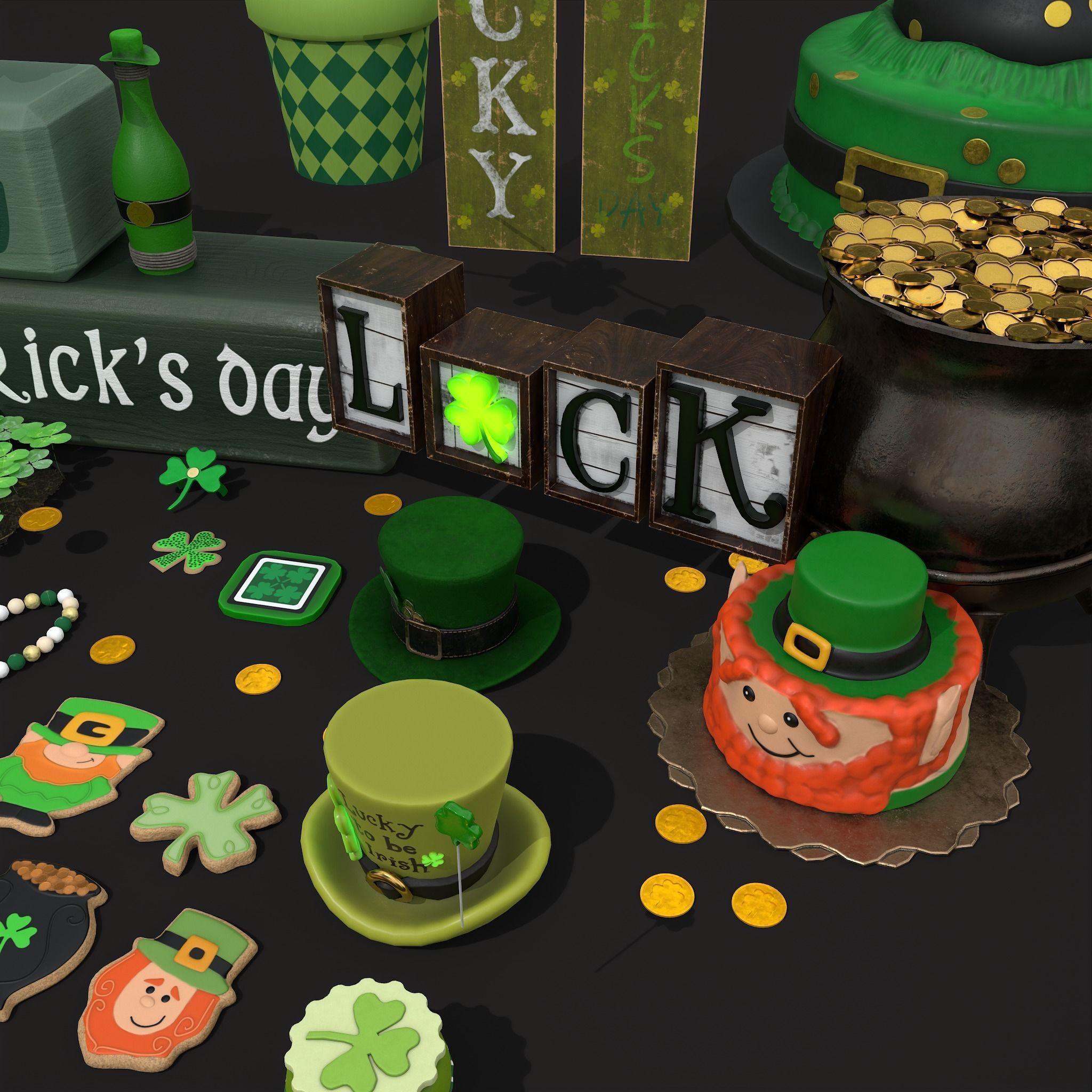 St Patricks Day Lucky Party Pack  3D Model Collection_18