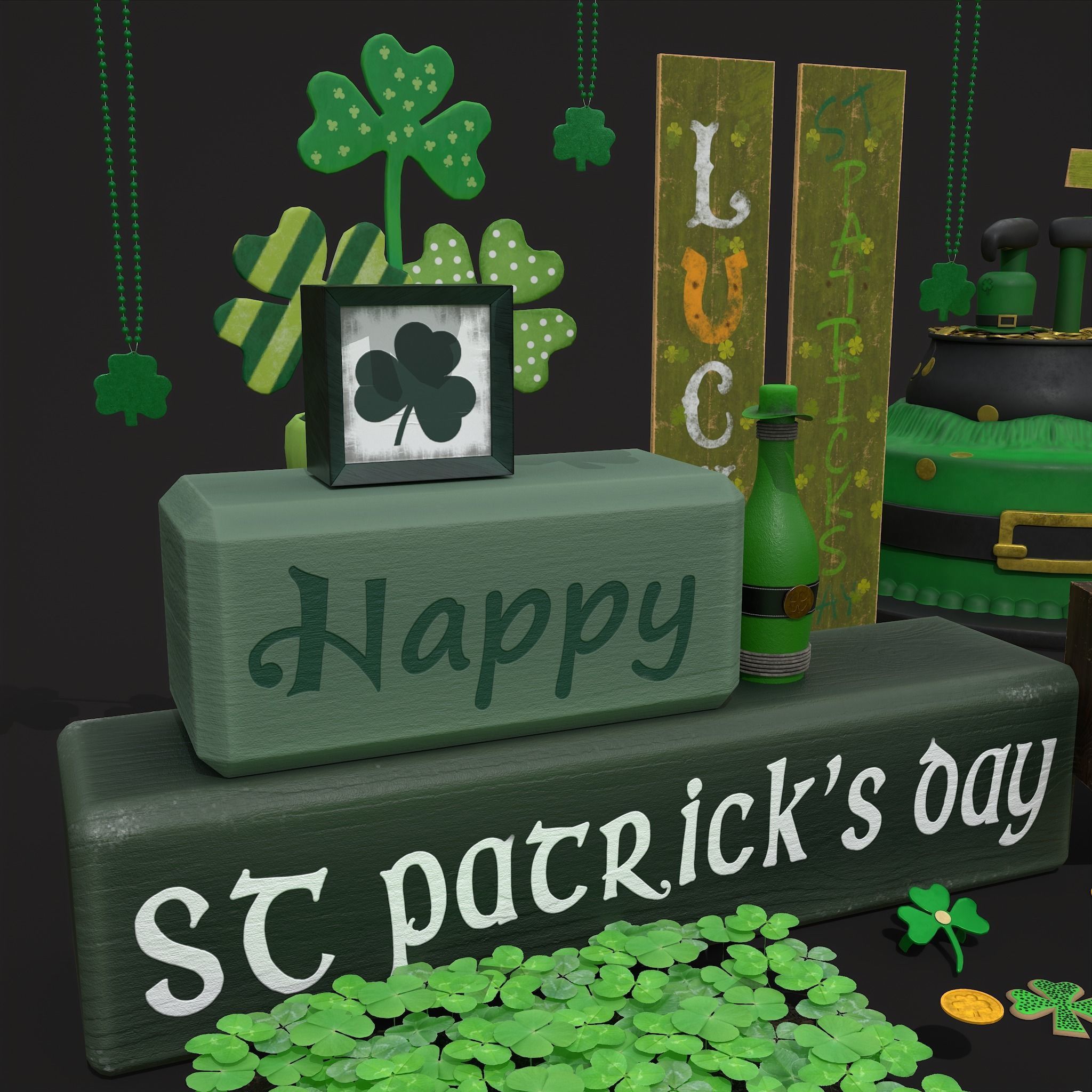 St Patricks Day Lucky Party Pack  3D Model Collection_12