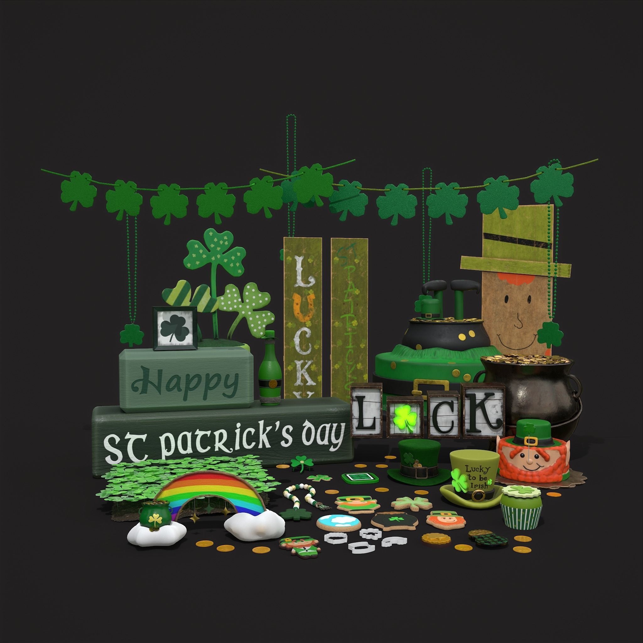 St Patricks Day Lucky Party Pack  3D Model Collection_19