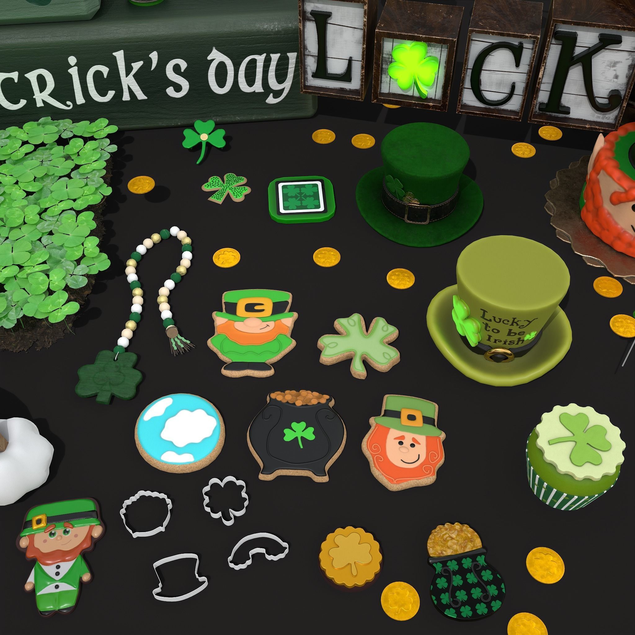 St Patricks Day Lucky Party Pack  3D Model Collection_6