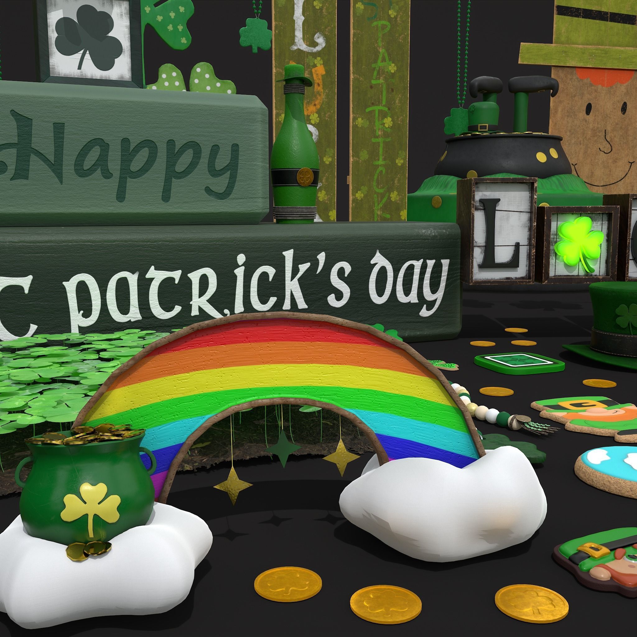 St Patricks Day Lucky Party Pack  3D Model Collection_14