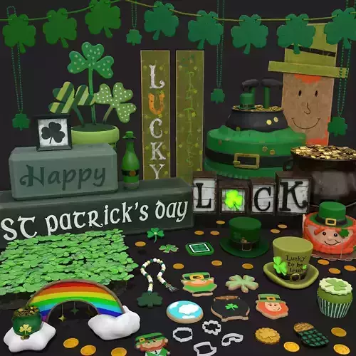 St Patricks Day Lucky Party Pack  3D Model Collection