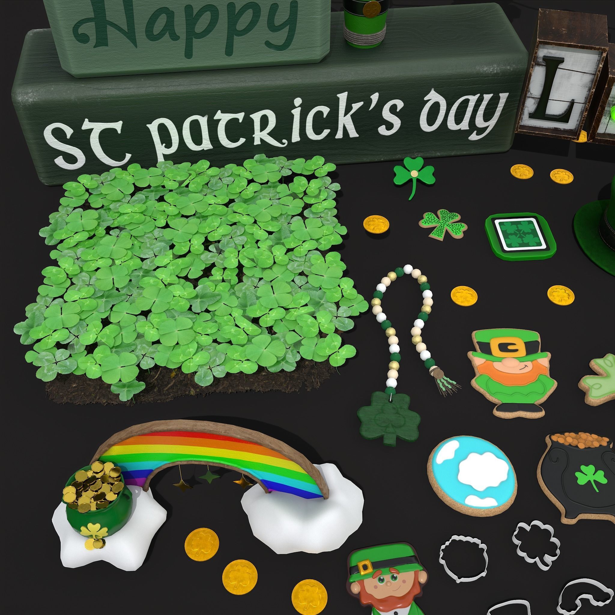 St Patricks Day Lucky Party Pack  3D Model Collection_8