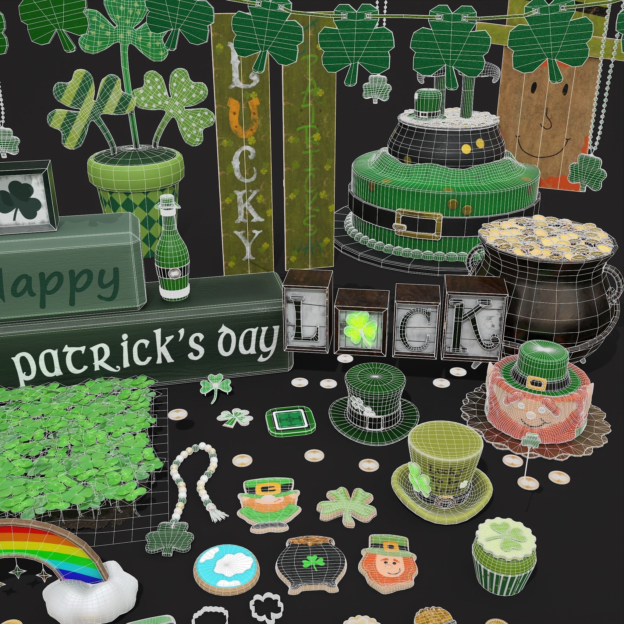 St Patricks Day Lucky Party Pack  3D Model Collection_3
