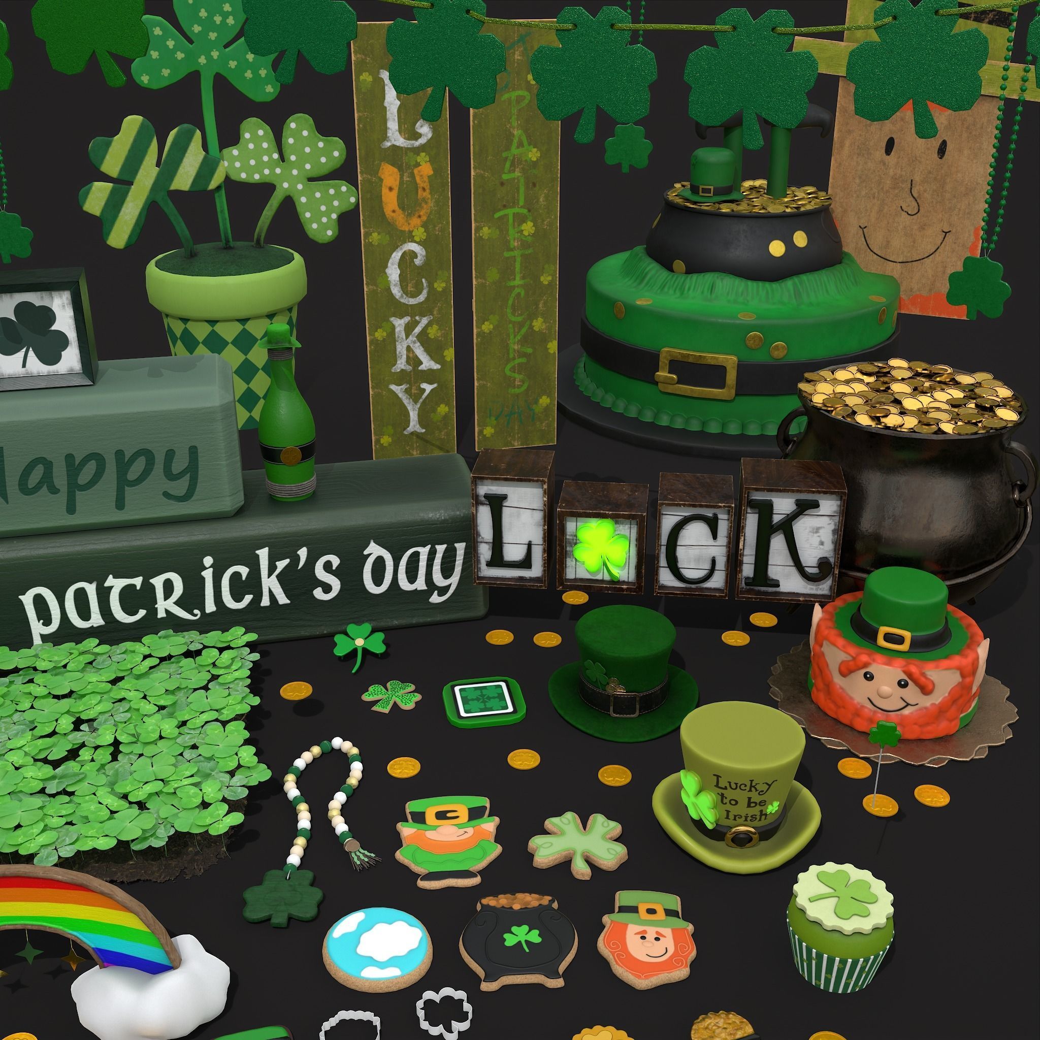 St Patricks Day Lucky Party Pack  3D Model Collection_2