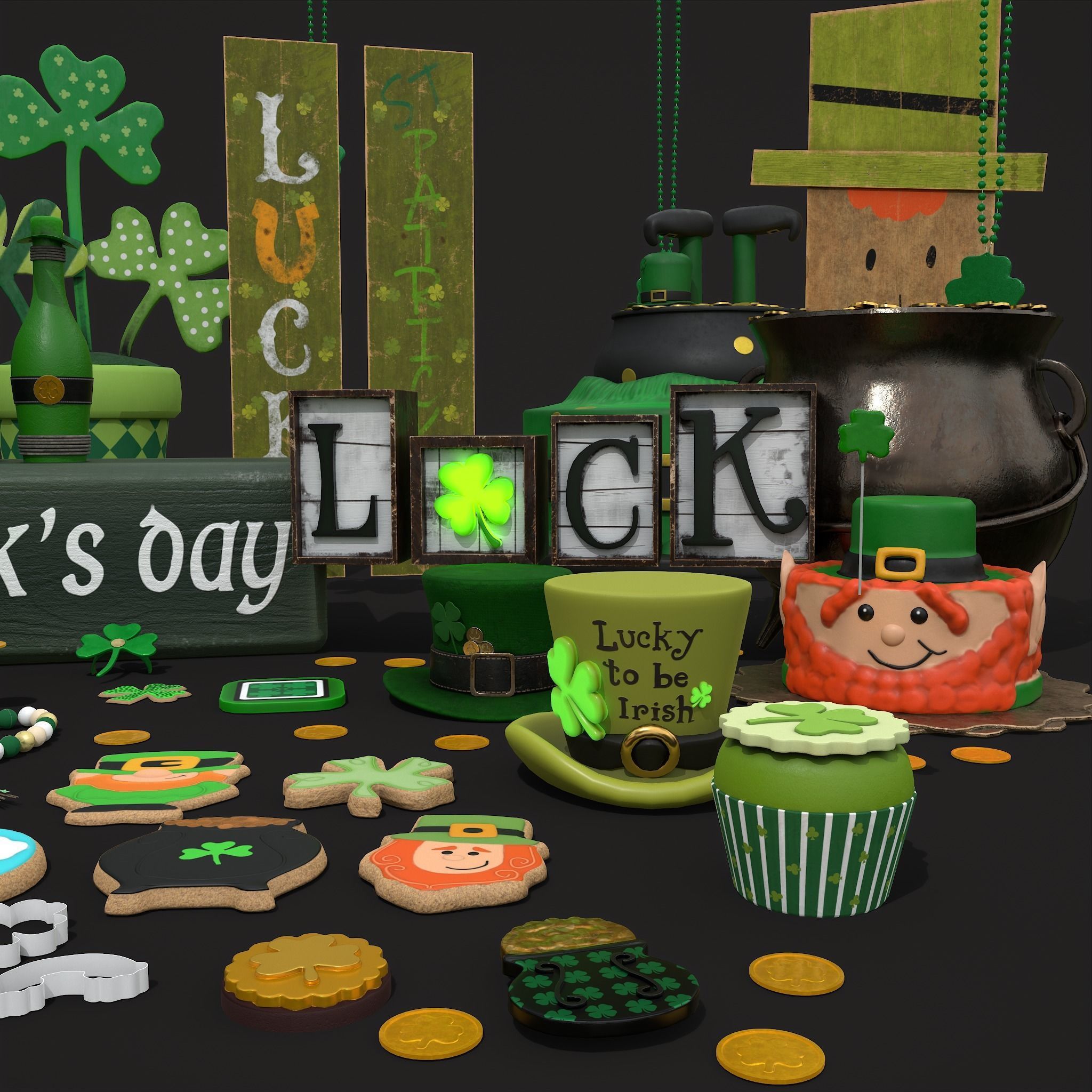 St Patricks Day Lucky Party Pack  3D Model Collection_17