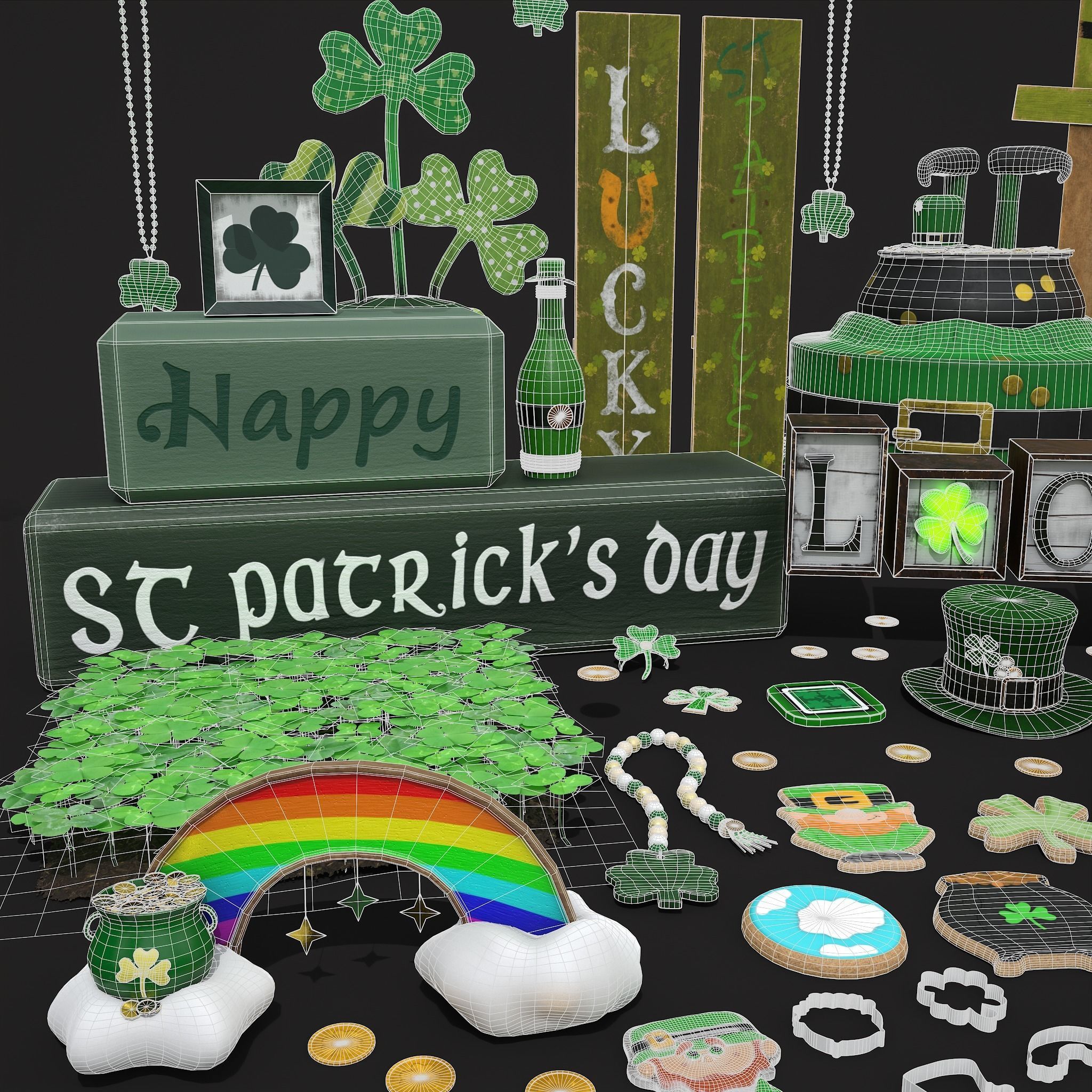 St Patricks Day Lucky Party Pack  3D Model Collection_5