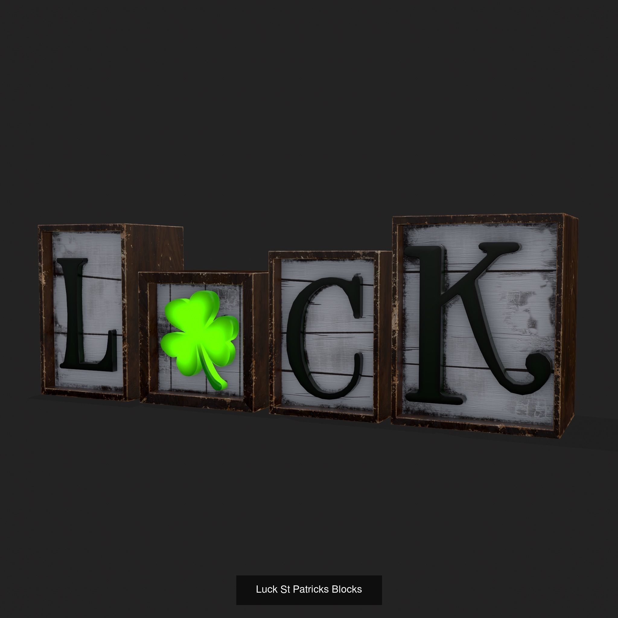 St Patricks Glowing Clover Props 3D Model Collection_4
