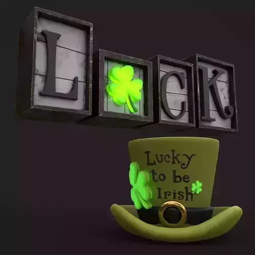 St Patricks Glowing Clover Props 3D Model Collection