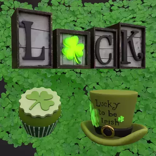 Lucky to be Irish Pack with Clovers Patch 3D Model Collection