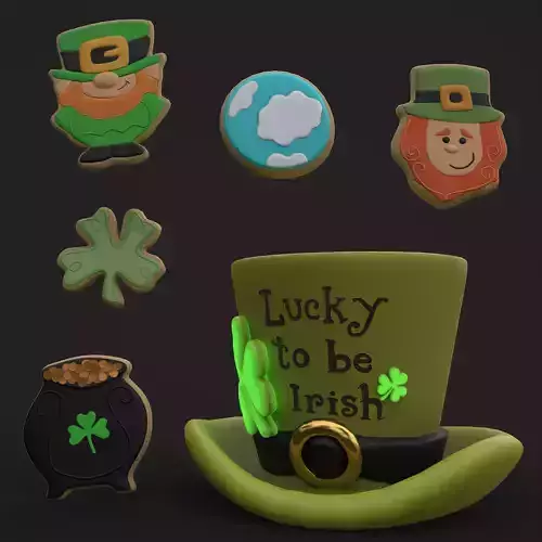 Lucky to be Irish Hat and Cookies 3D Model Collection