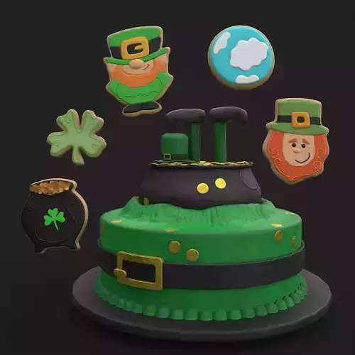 St Pattys Cookies and Gold Stash Cake 3D Model Collection