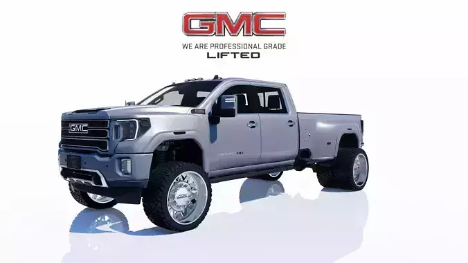 Pickup GMC Sierra 3500 HD Denali Dually with Interior  3D model