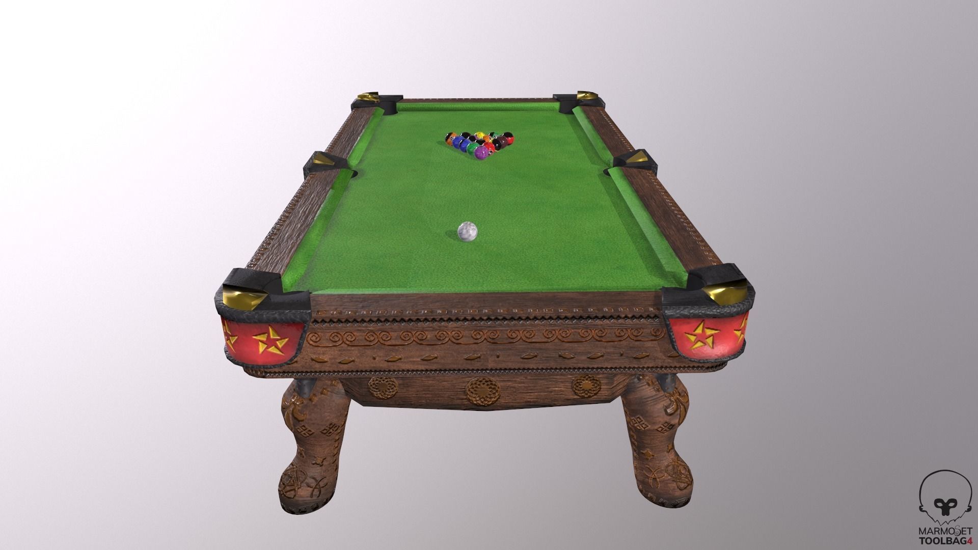 Billiards pool table Low-poly 3D model_5