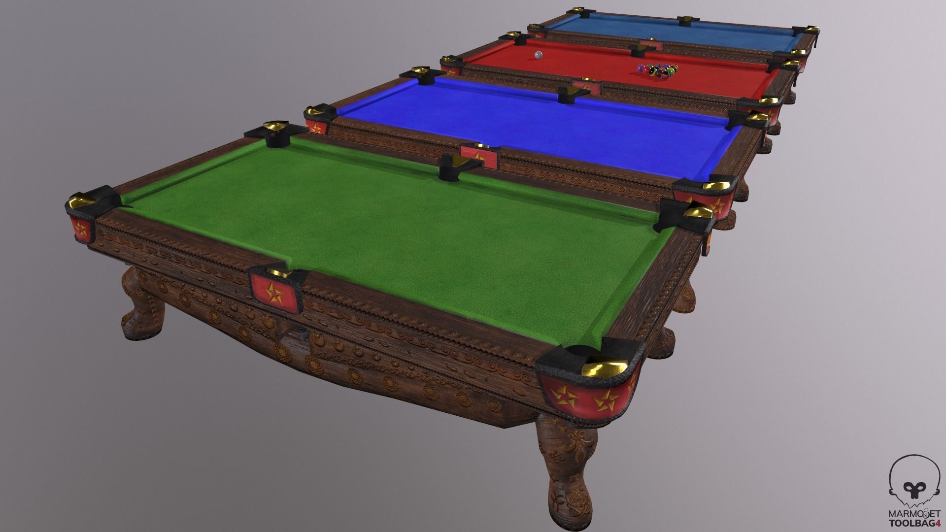 Billiards pool table Low-poly 3D model_11