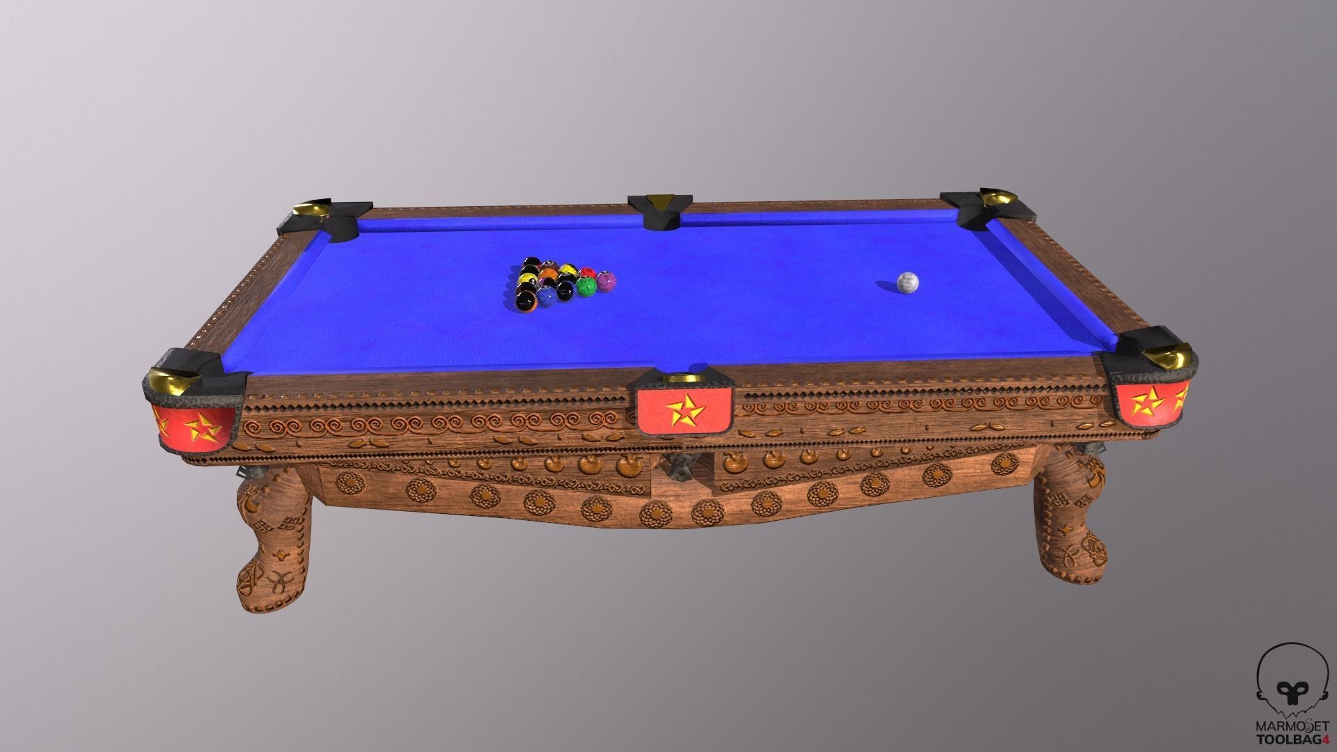 Billiards pool table Low-poly 3D model_13