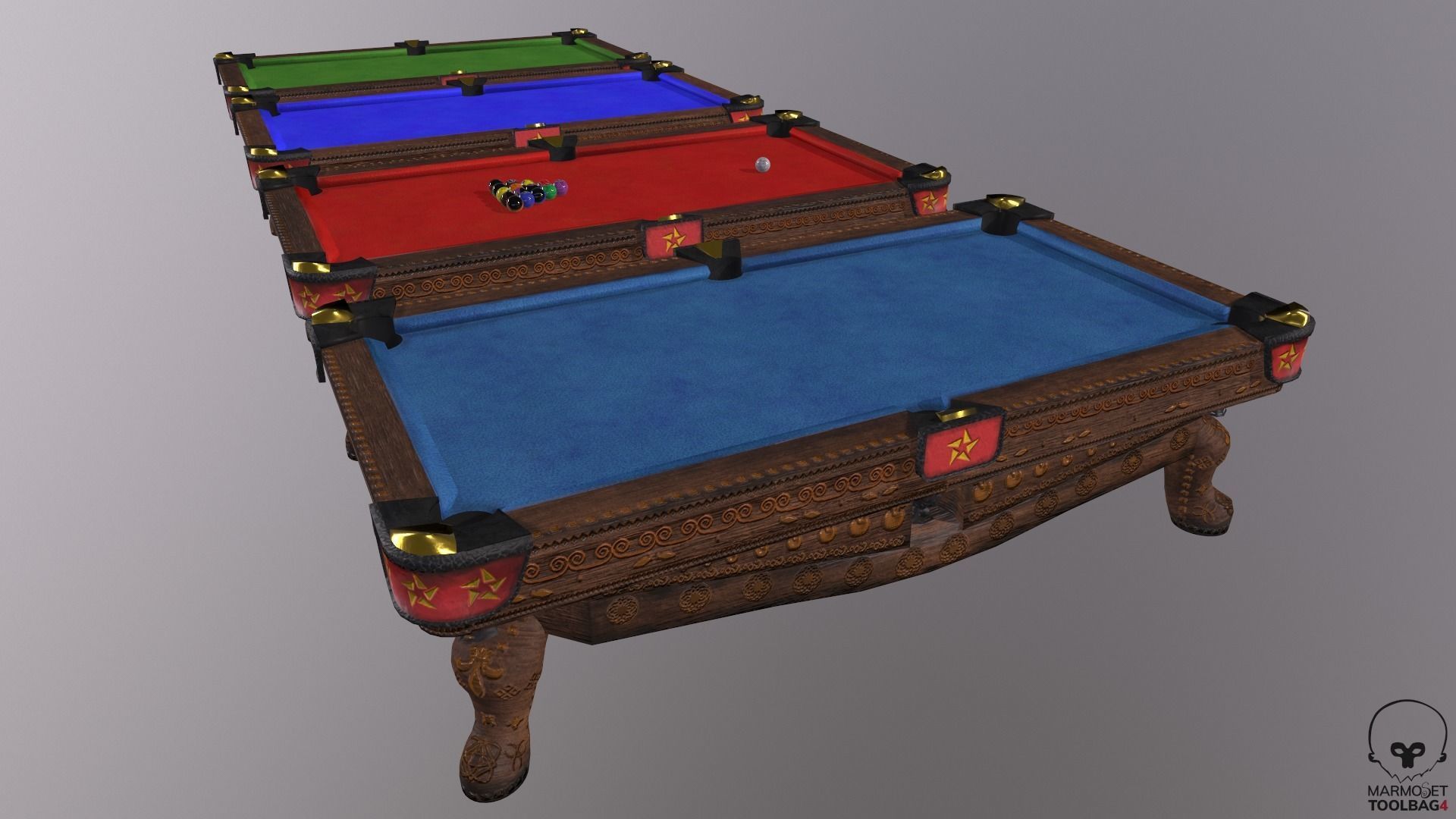 Billiards pool table Low-poly 3D model_30