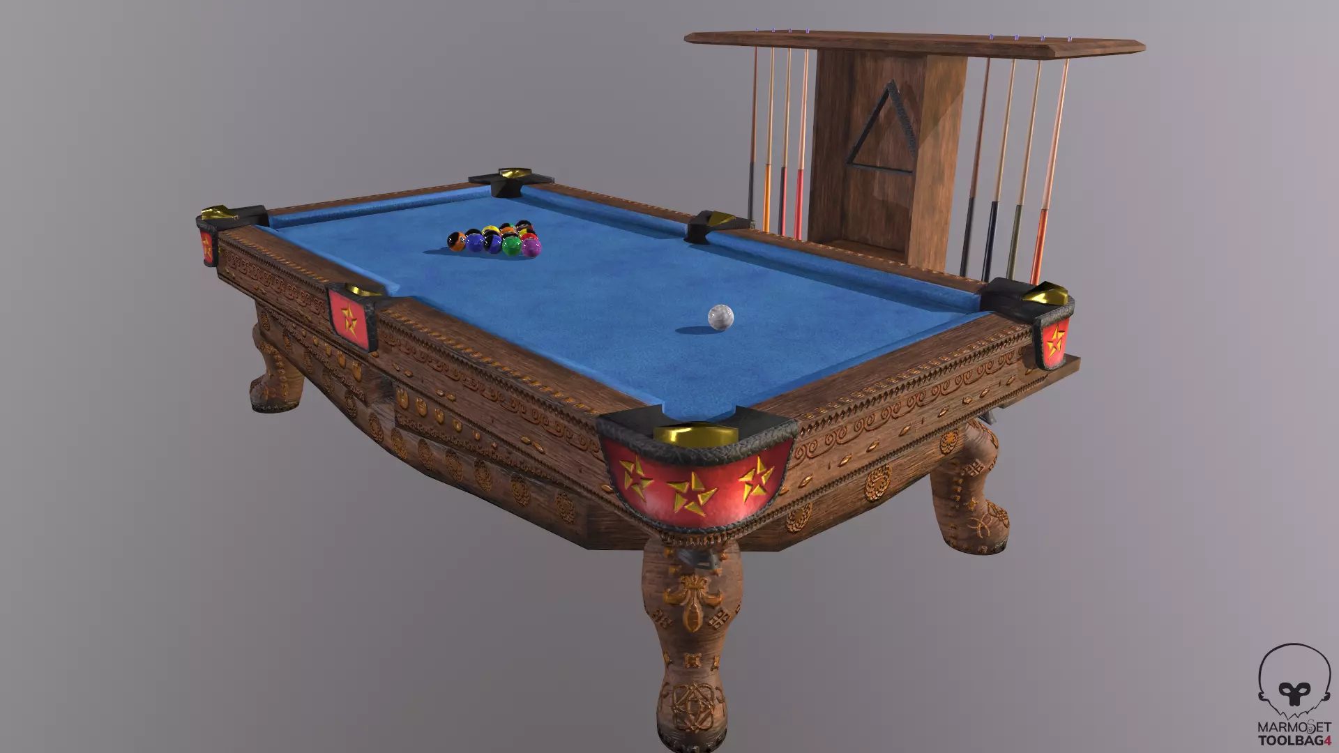 Billiards pool table Low-poly 3D model_0