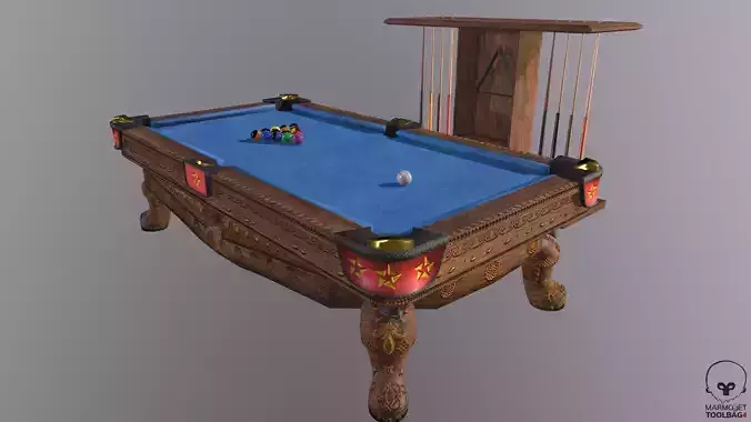 Billiards pool table Low-poly 3D model