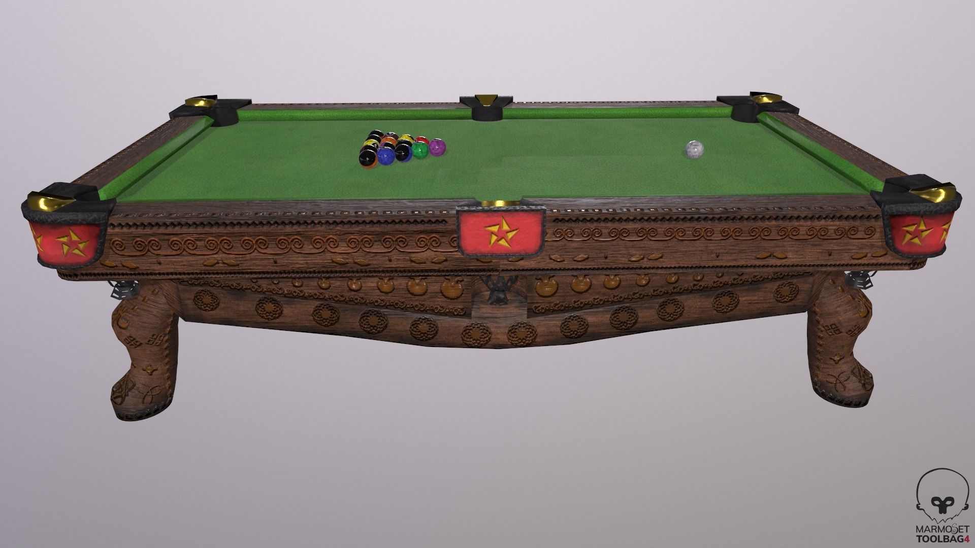 Billiards pool table Low-poly 3D model_6