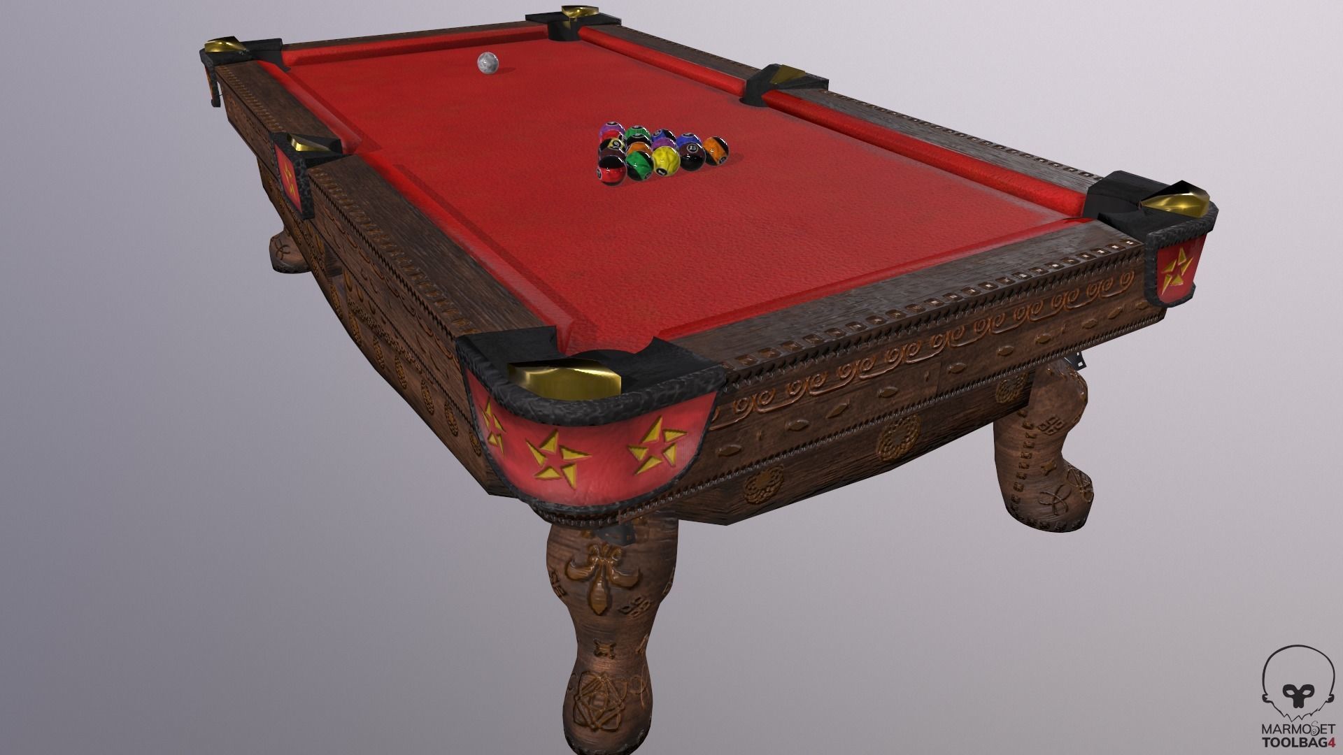 Billiards pool table Low-poly 3D model_16