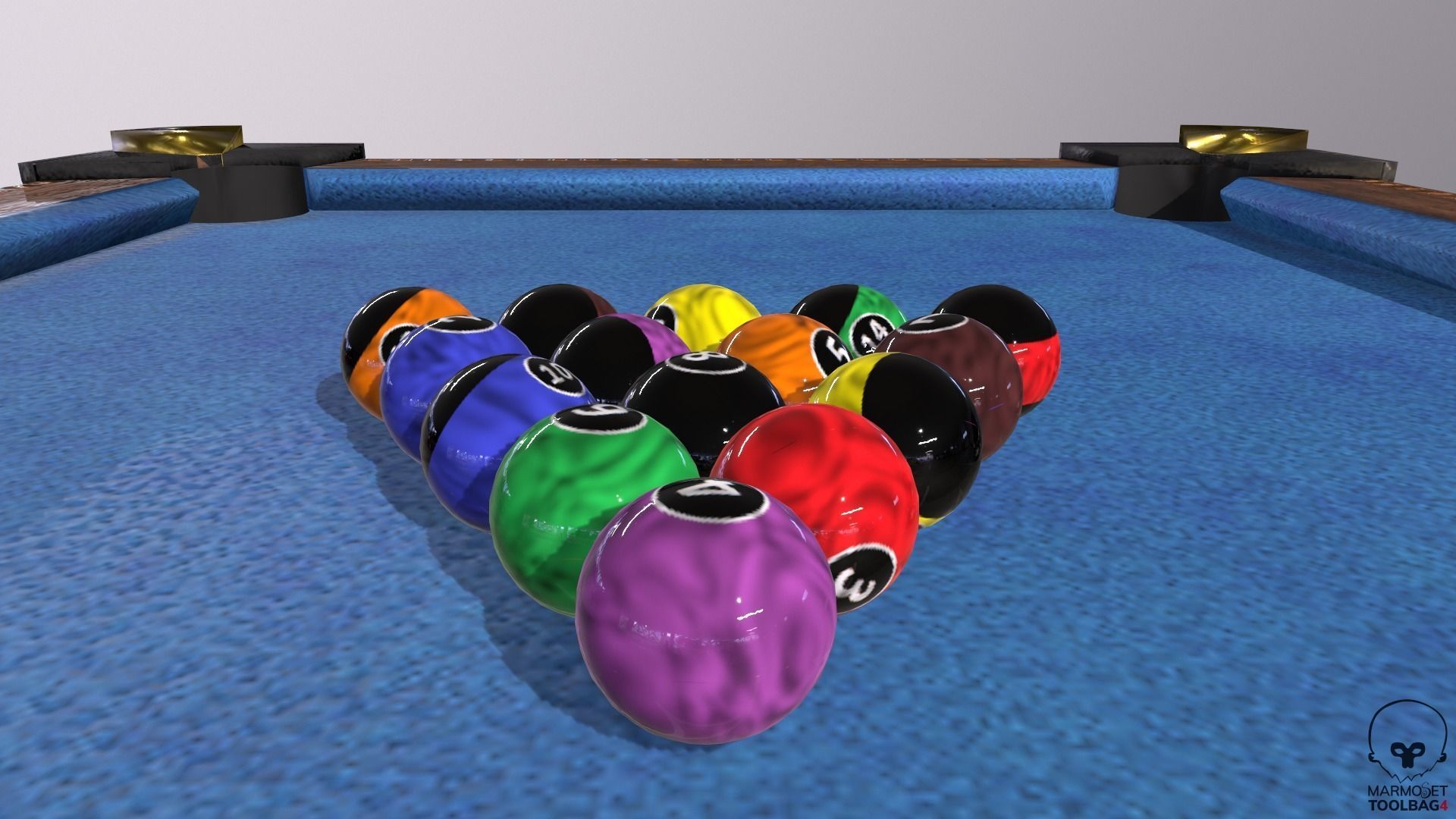 Billiards pool table Low-poly 3D model_10