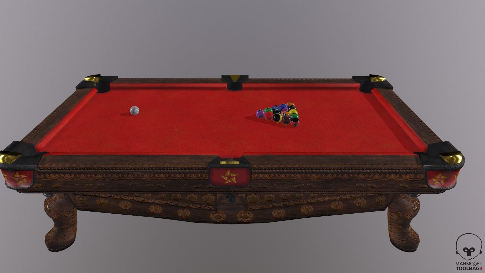 Billiards pool table Low-poly 3D model_15