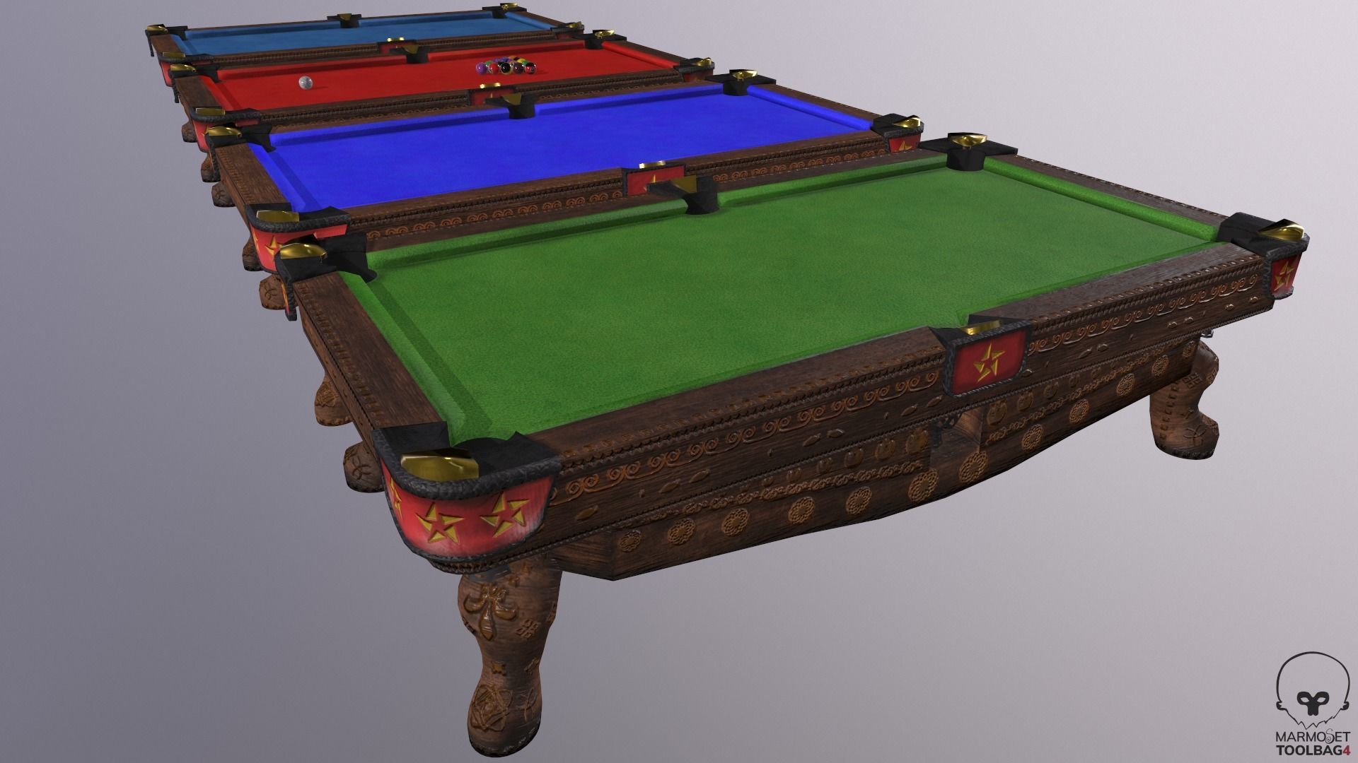 Billiards pool table Low-poly 3D model_20