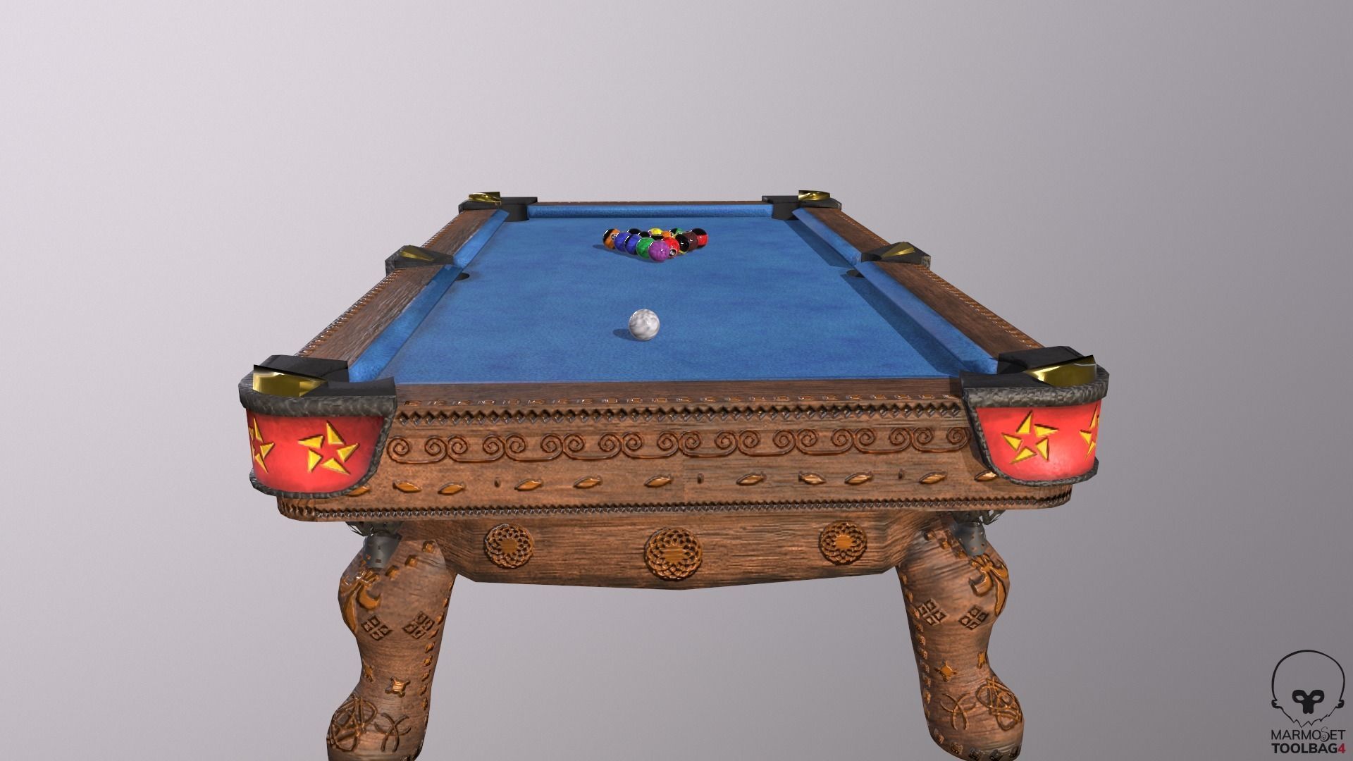 Billiards pool table Low-poly 3D model_8