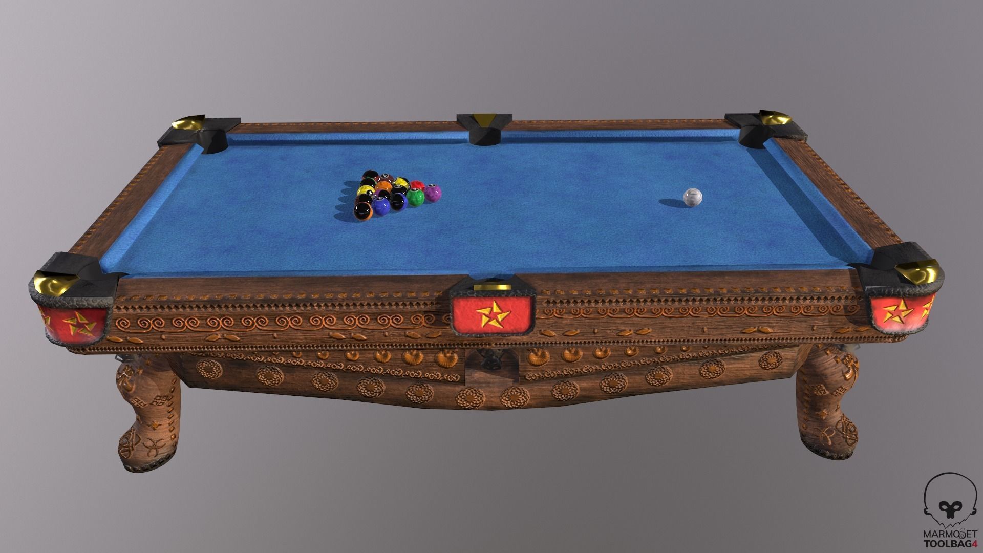 Billiards pool table Low-poly 3D model_9