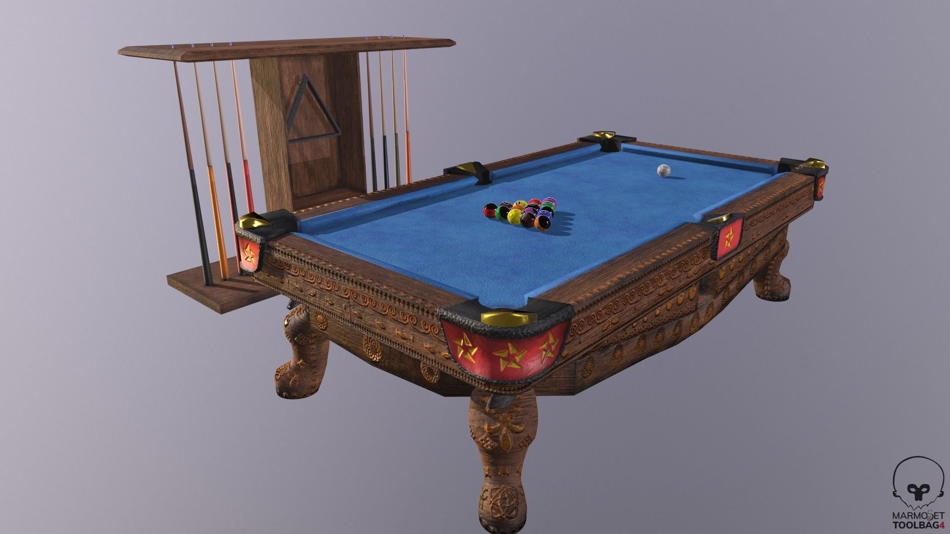 Billiards pool table Low-poly 3D model_4