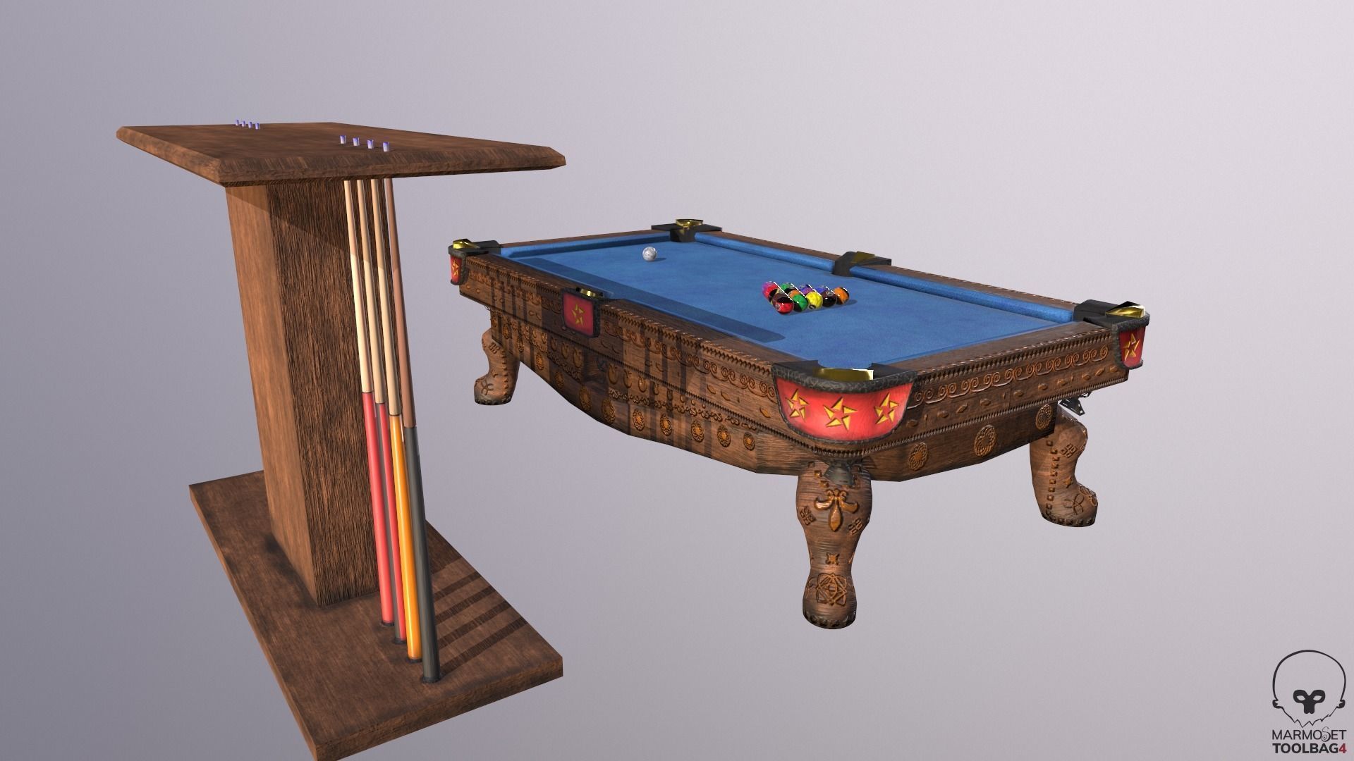 Billiards pool table Low-poly 3D model_17