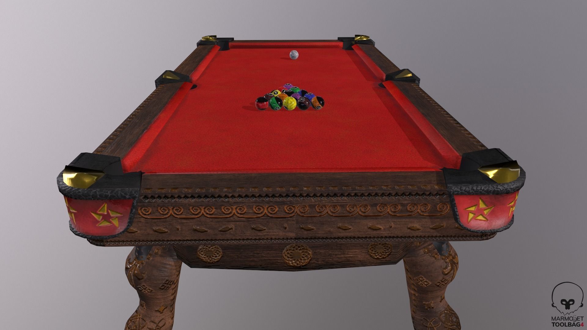 Billiards pool table Low-poly 3D model_14