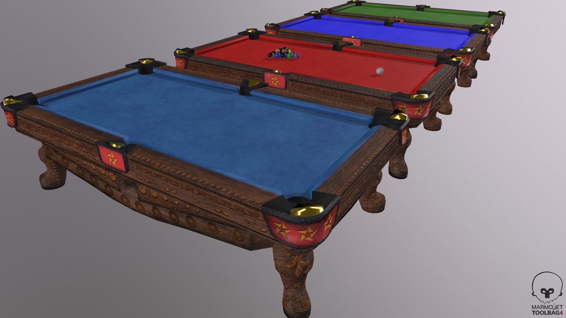 Billiards pool table Low-poly 3D model_19
