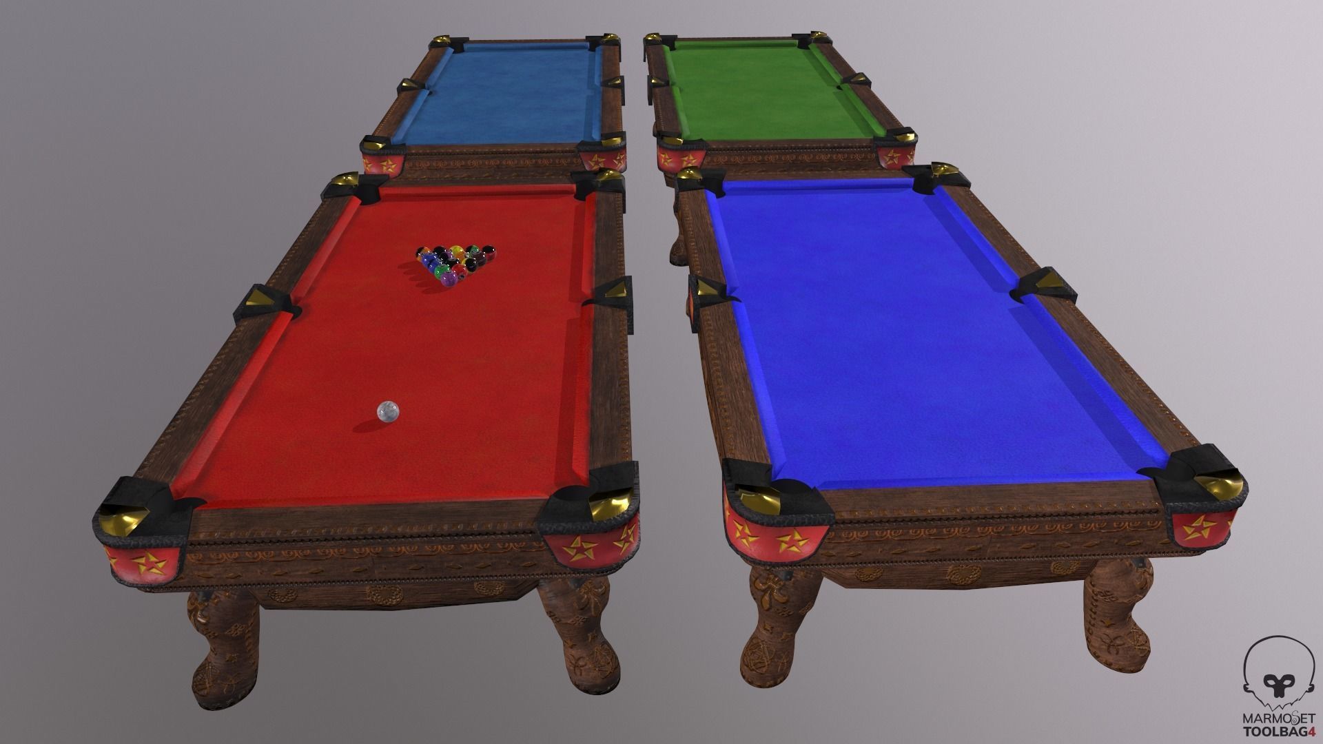 Billiards pool table Low-poly 3D model_22