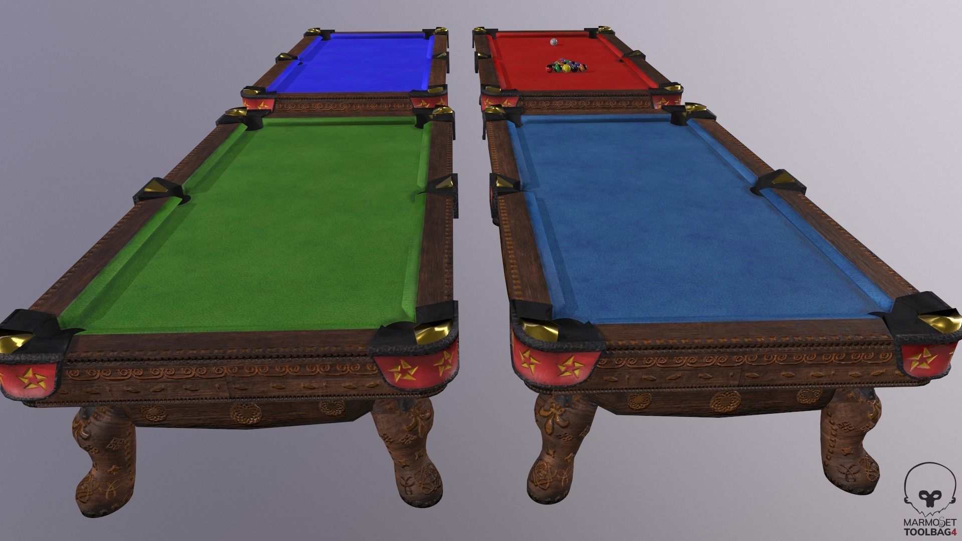 Billiards pool table Low-poly 3D model_21