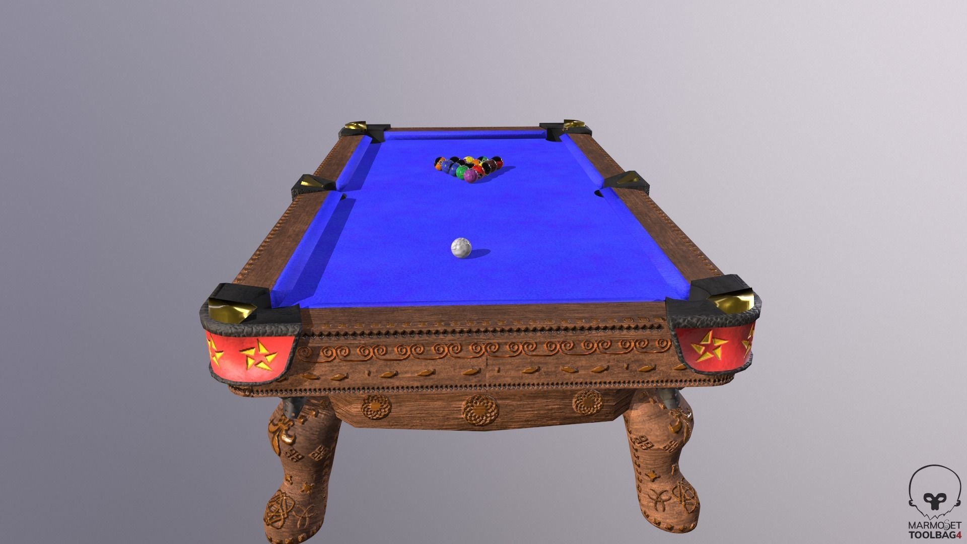 Billiards pool table Low-poly 3D model_12