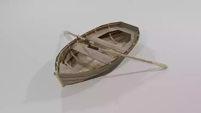 Old Wooden Fishing Boat with Shovels