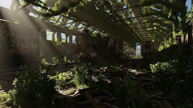 Abandoned Train Scene 3D model