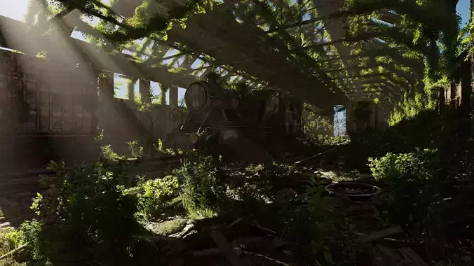 Abandoned Train Scene 3D model