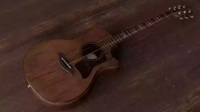 Realistic Acoustic Guitar - Custom Design 3D model
