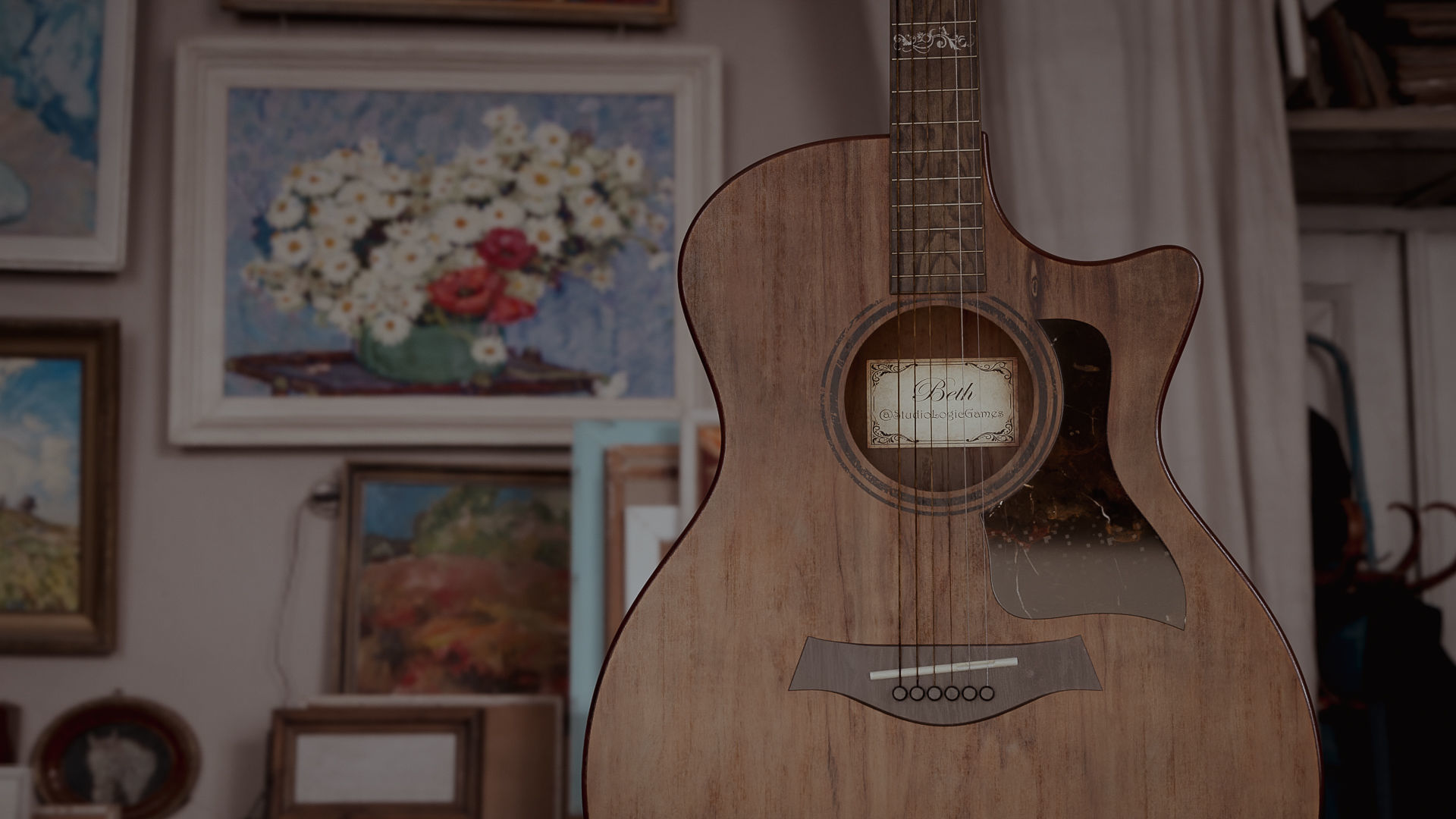 Realistic Acoustic Guitar - Custom Design 3D model_2