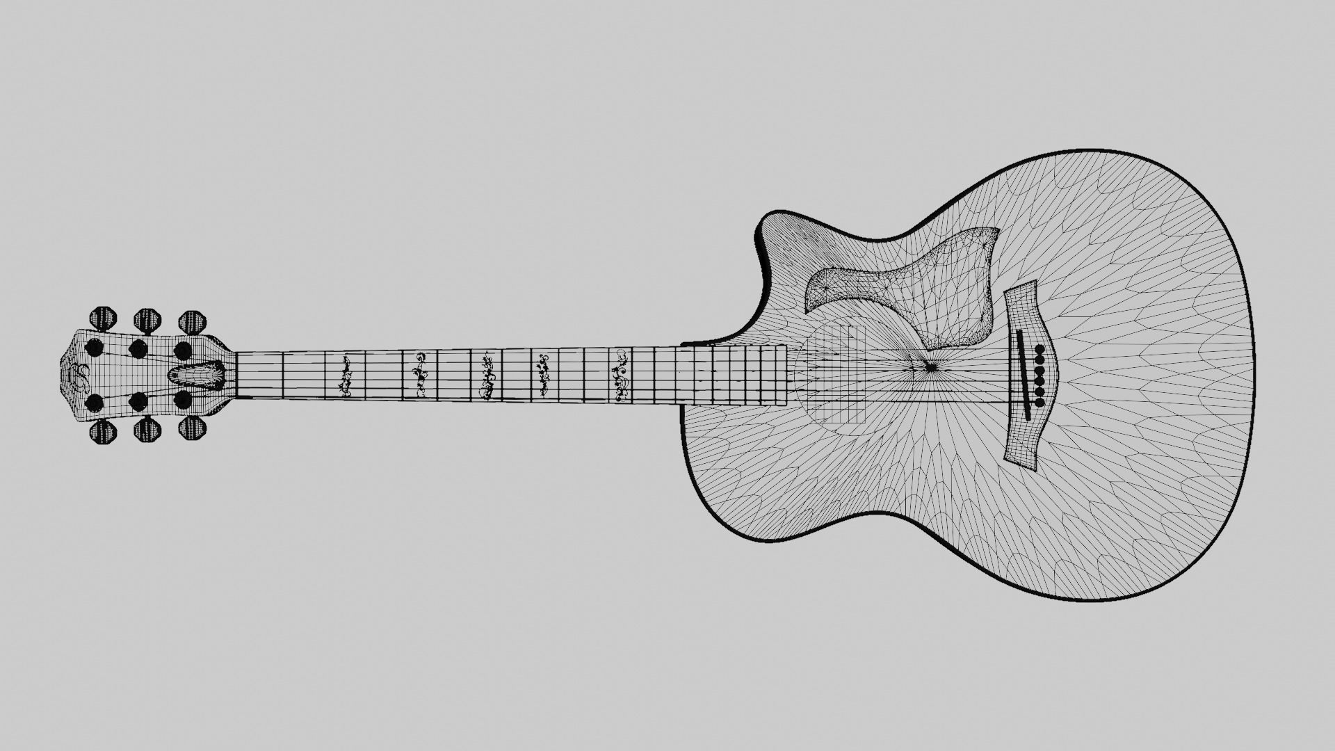 Realistic Acoustic Guitar - Custom Design 3D model_14
