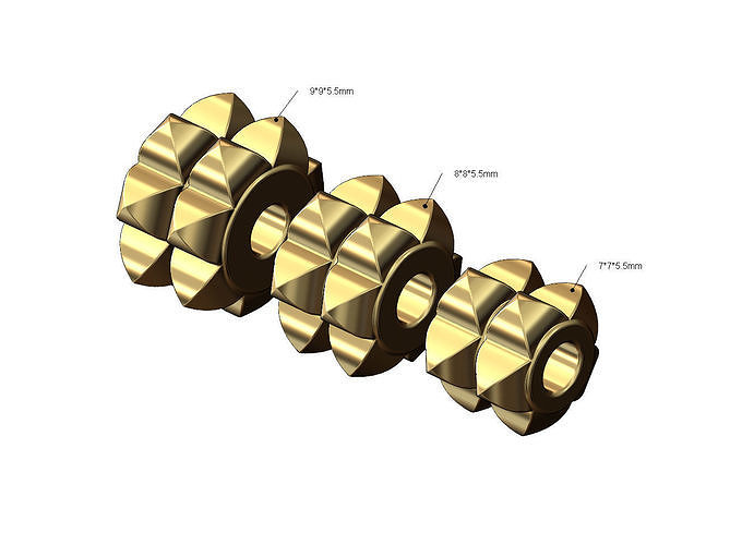 Double row stud pattern bracelet charm beads 3D print model