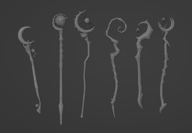 Staff Set Animated Low-poly 3D model_17